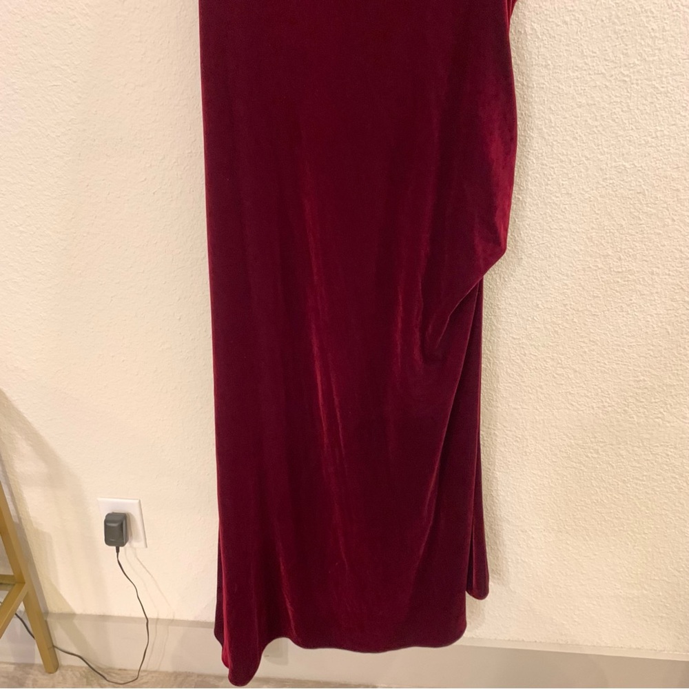 Eliza J women’s NWT burgundy cowl neck velvet gathered formal dress size 14W - Picture 8 of 9